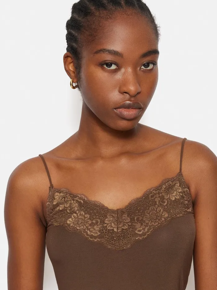 Women Modal Lace Vest Ganache Jigsaw Shirts and Tops