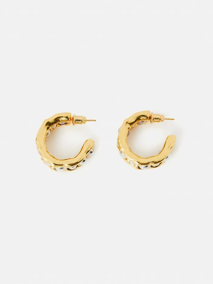 Women Molten Bead Hoop Earring Multi Jigsaw Party