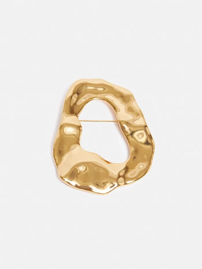 Women Molten Loop Brooch Gold Jigsaw Jewellery