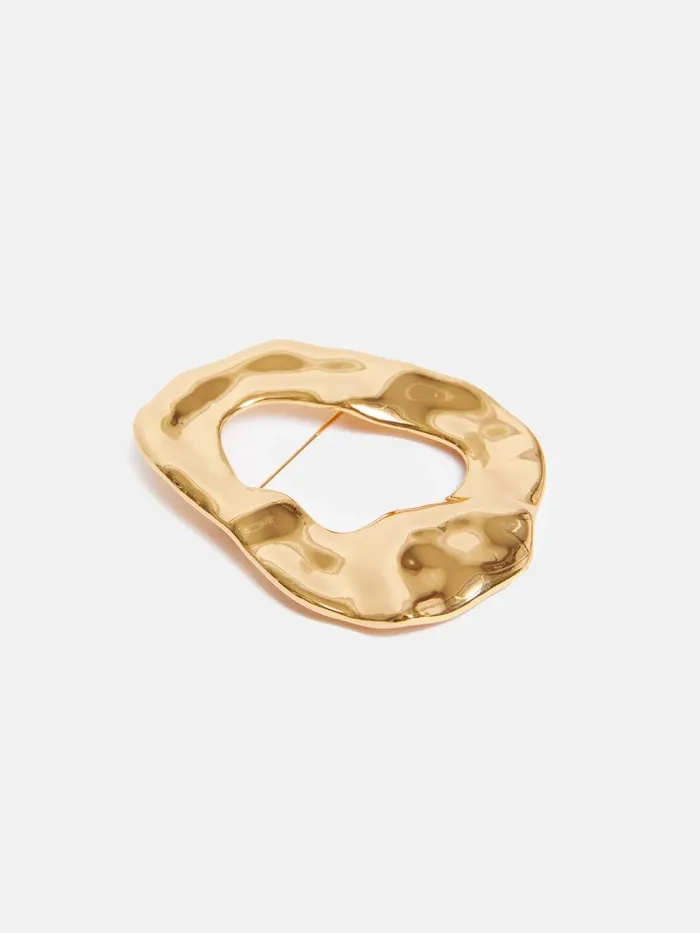 Women Molten Loop Brooch Gold Jigsaw Jewellery