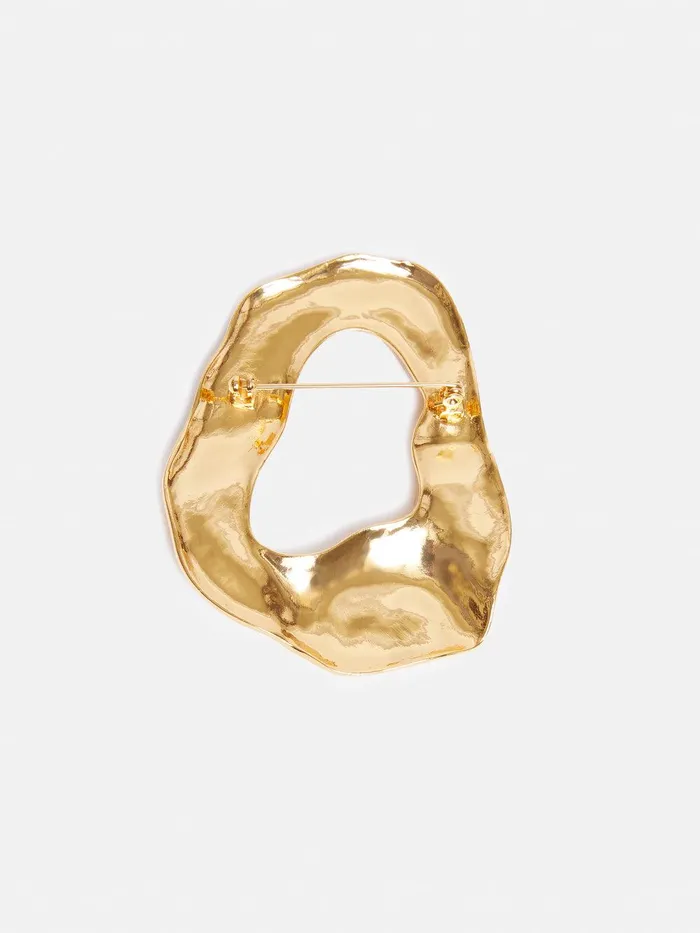 Women Molten Loop Brooch Gold Jigsaw Jewellery