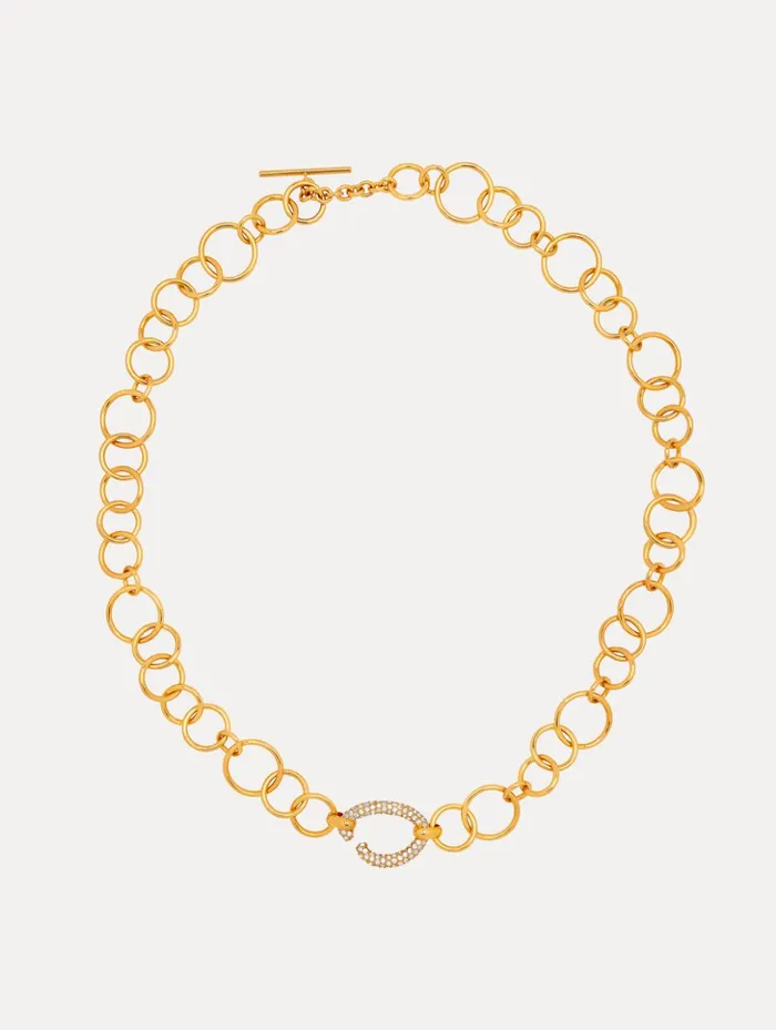 Women Necklaces Oscar De La Renta Pav O ChainLink Necklace Gold