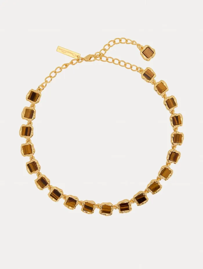 Women Necklaces Oscar De La Renta Square Stone Necklace Tiger Eye