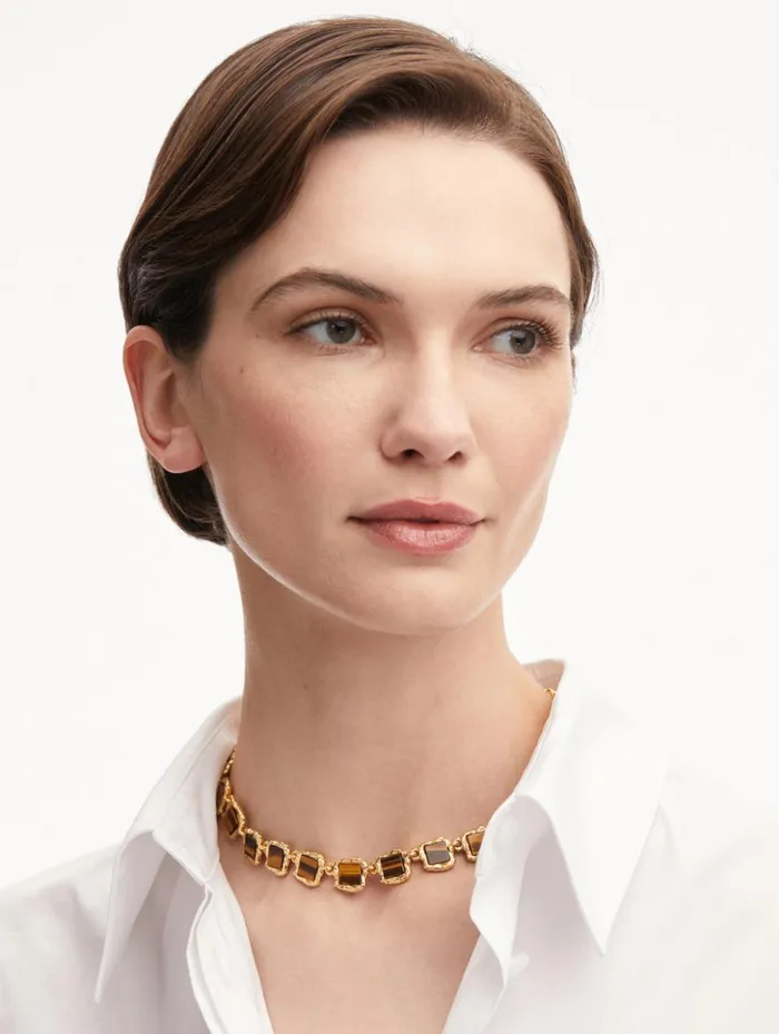 Women Necklaces Oscar De La Renta Square Stone Necklace Tiger Eye