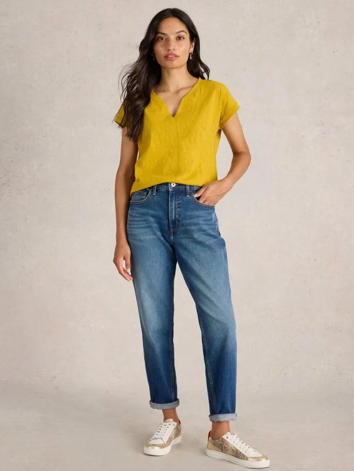 Women NELLY NOTCH NECK TSHIRT Mid Chartreuse White Stuff Tops and Tees