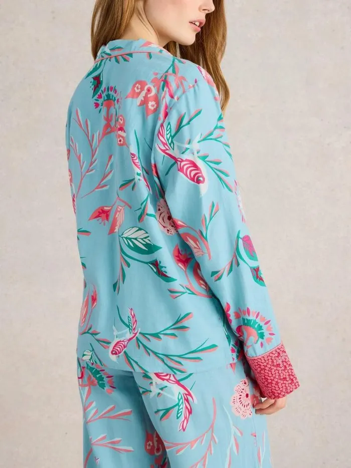 Women Nina Organic PJ Shirt Blue Print White Stuff Nightwear Women Nina Organic PJ Shirt Blue Print White Stuff Nightwear