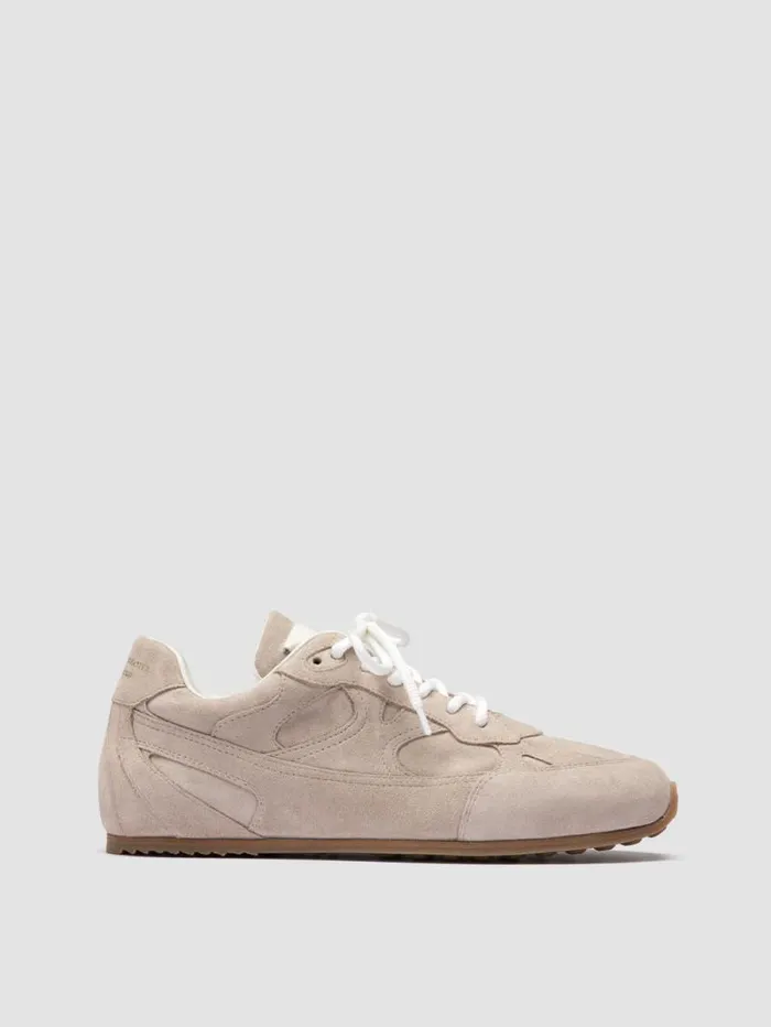 Women Officine Creative Footwear AWAY 101 Beige Suede Low Top Sneakers