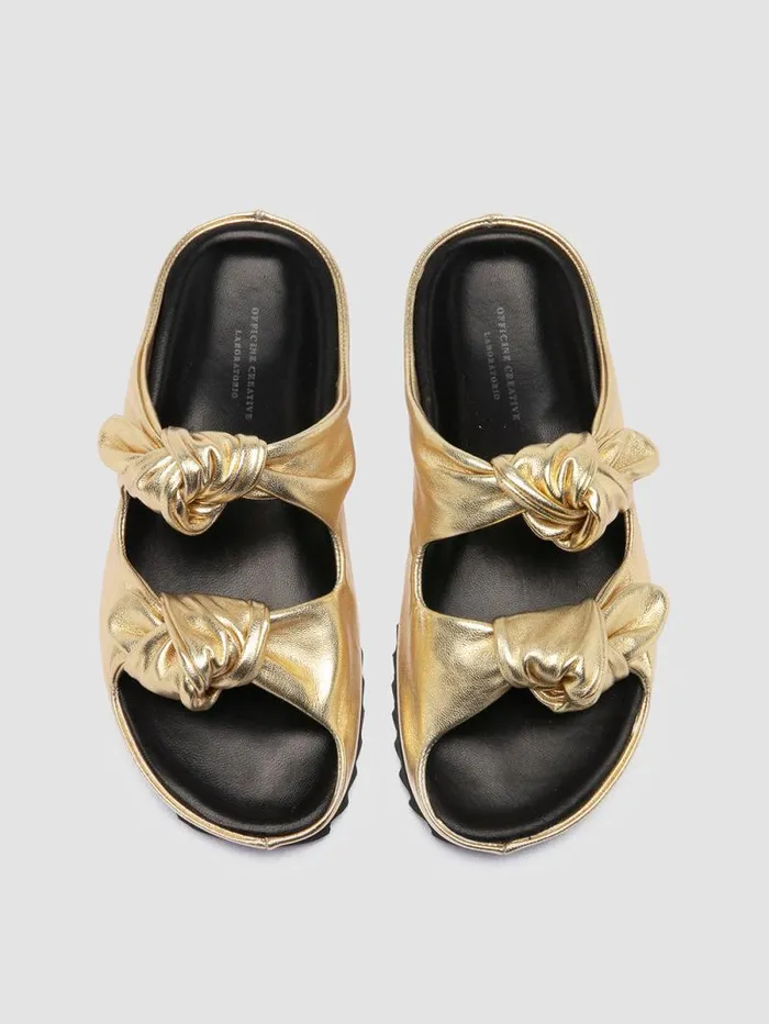 Women Officine Creative Footwear PELAGIE 010 Gold Leather Slide Sandals Women Officine Creative Footwear PELAGIE 010 Gold Leather Slide Sandals