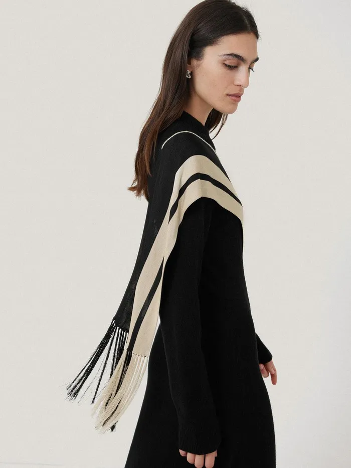 Women Opera Scarf Knitted Dress Black Jigsaw Knitwear and Cashmere