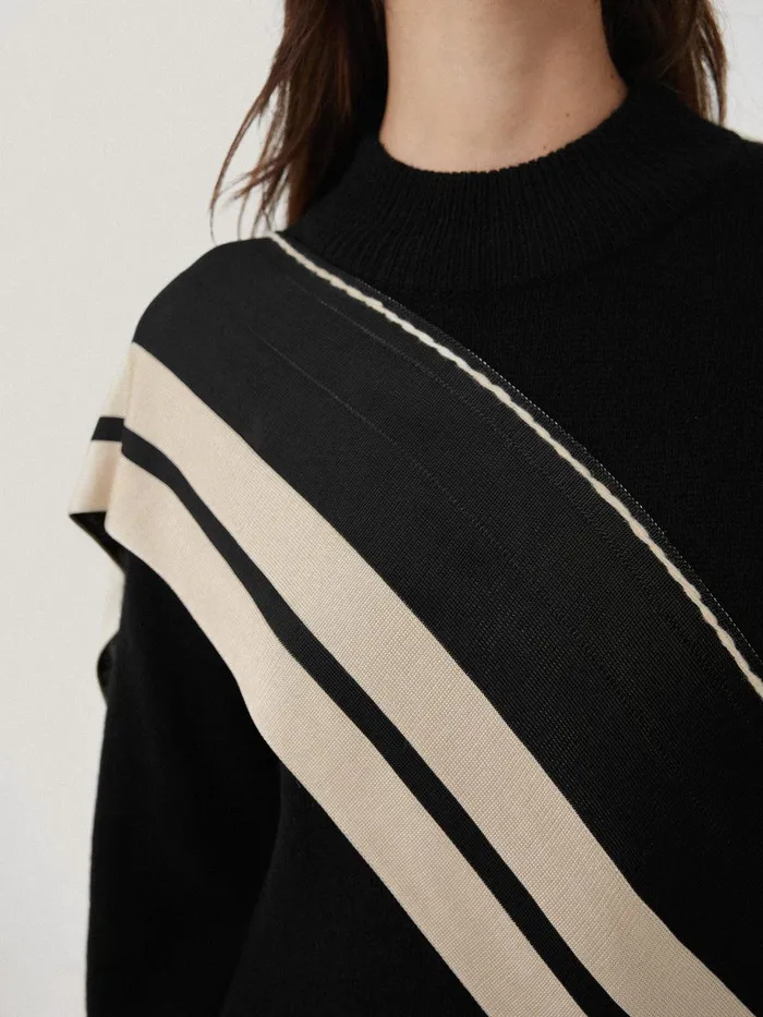 Women Opera Scarf Knitted Dress Black Jigsaw Knitwear and Cashmere