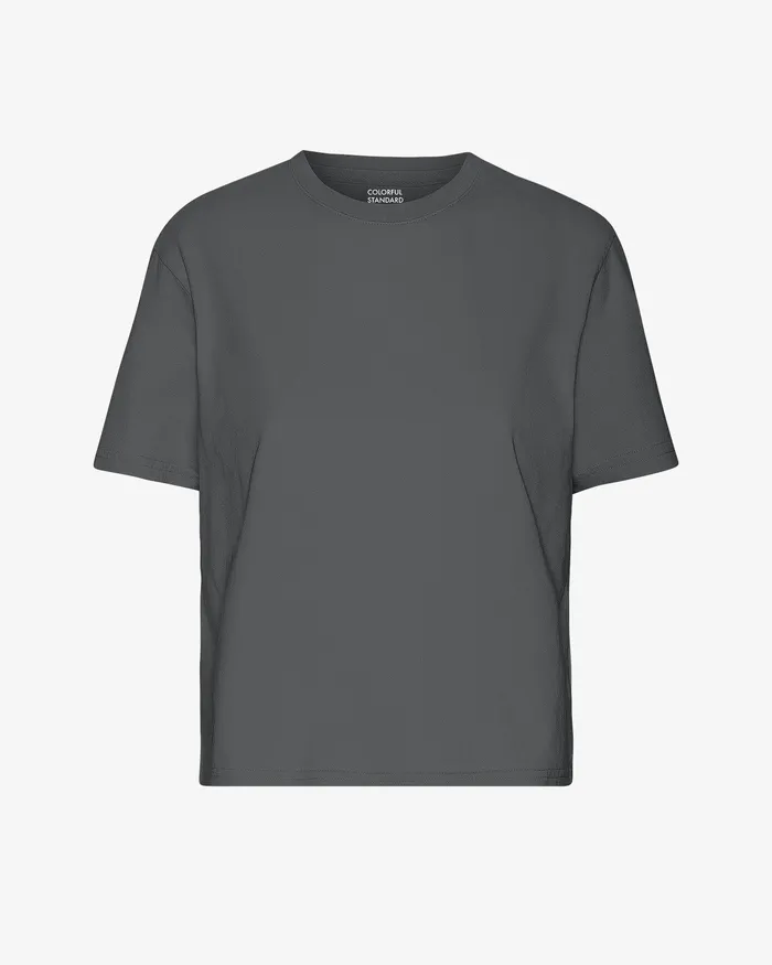 Women Organic Boxy Crop Tee 8211 Lava Grey TShirts Colorfulstandard