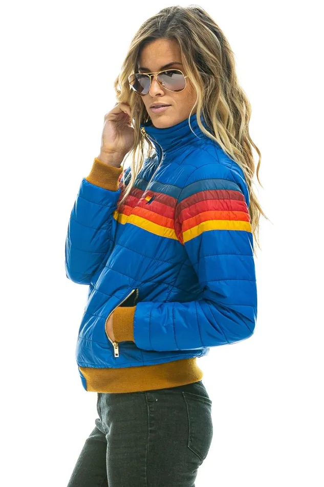 Women Outerwear Aviator Nation 5 STRIPE JACKET 8211 SNORKEL BLUE Women Outerwear Aviator Nation 5 STRIPE JACKET 8211 SNORKEL BLUE