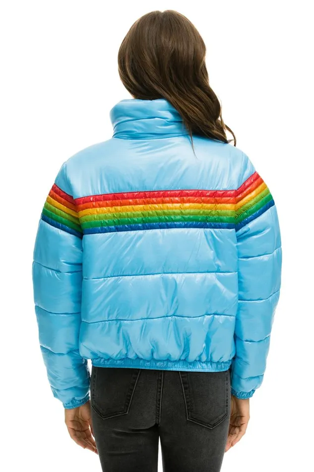 Women Outerwear Aviator Nation 6 STRIPE LUXE APRES PUFFER JACKET 8211 GLOSSY SKY Women Outerwear Aviator Nation 6 STRIPE LUXE APRES PUFFER JACKET 8211 GLOSSY SKY