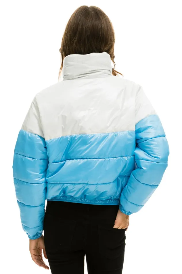 Women Outerwear Aviator Nation COLOR BLOCK HALF AND HALF APRES PUFFER JACKET 8211 WHITE GLOSSY Women Outerwear Aviator Nation COLOR BLOCK HALF AND HALF APRES PUFFER JACKET 8211 WHITE GLOSSY
