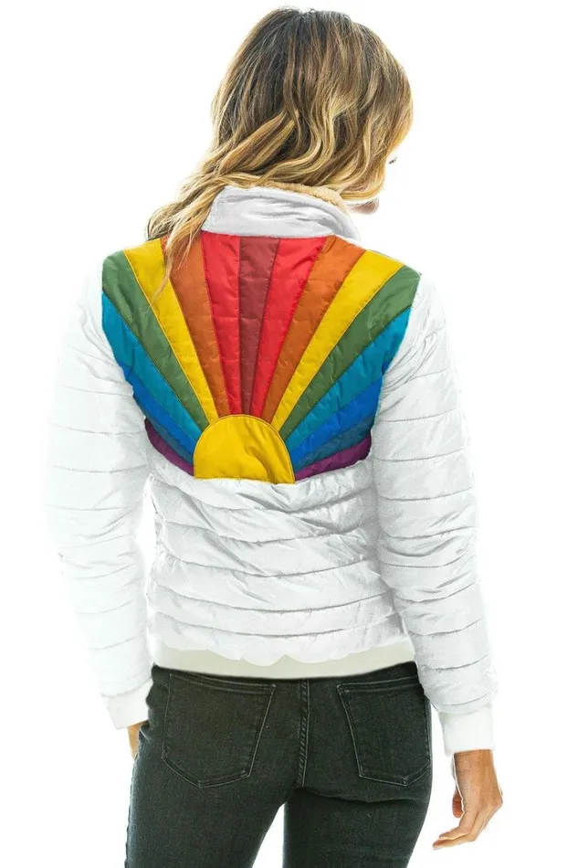 Women Outerwear Aviator Nation SUNBURST JACKET 8211 GLOSSY WHITE
