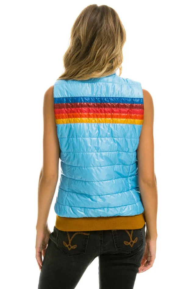 Women Outerwear Aviator Nation WOMEN039S 5 STRIPE VEST 8211 GLOSSY SKY Women Outerwear Aviator Nation WOMEN039S 5 STRIPE VEST 8211 GLOSSY SKY
