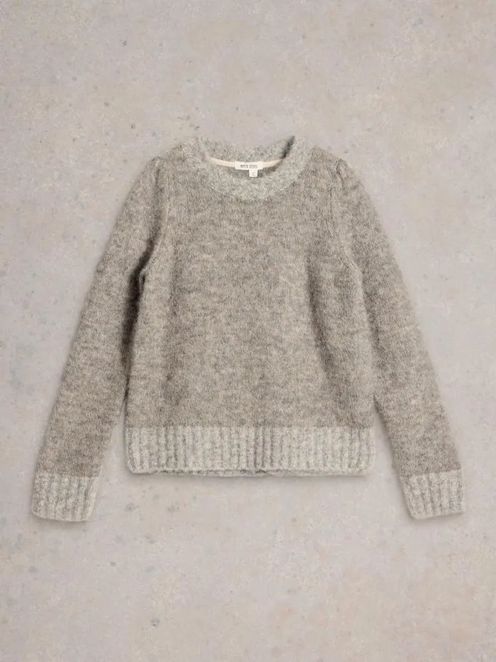 Women PAIGE PUFF SLEEVE JUMPER Mid Grey White Stuff Knitwear Women PAIGE PUFF SLEEVE JUMPER Mid Grey White Stuff Knitwear