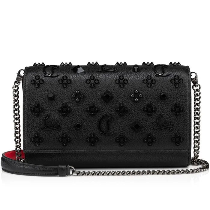 Women Paloma Clutch 8211 Grained Calf Leather And Spikes Loubinthesky 8211 Black Christian Louboutin Shoulder Bags