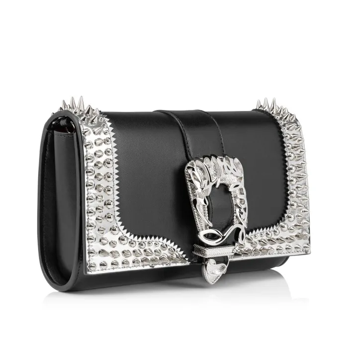 Women Paloma Clutch 8211 Nappa Leather And Spikes 8211 Black Christian Louboutin Crossbody Bags