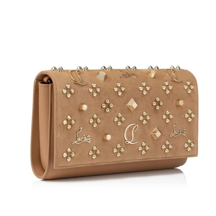 Women Paloma Clutch 8211 Veau Velours Calf Leather And Spikes Loubinthesky 8211 Lionne Christian Louboutin Crossbody Bags