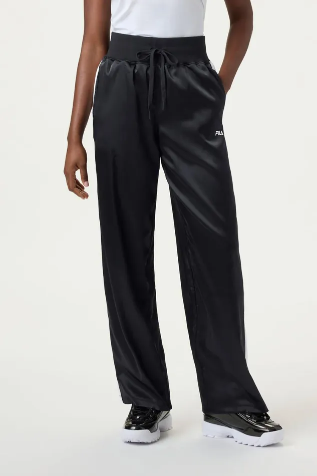 Women Pants and Shorts Fila Satin Track Pant 013 Blackwhite