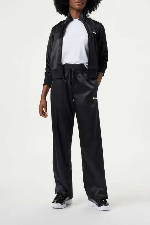 Women Pants and Shorts Fila Satin Track Pant 013 Blackwhite