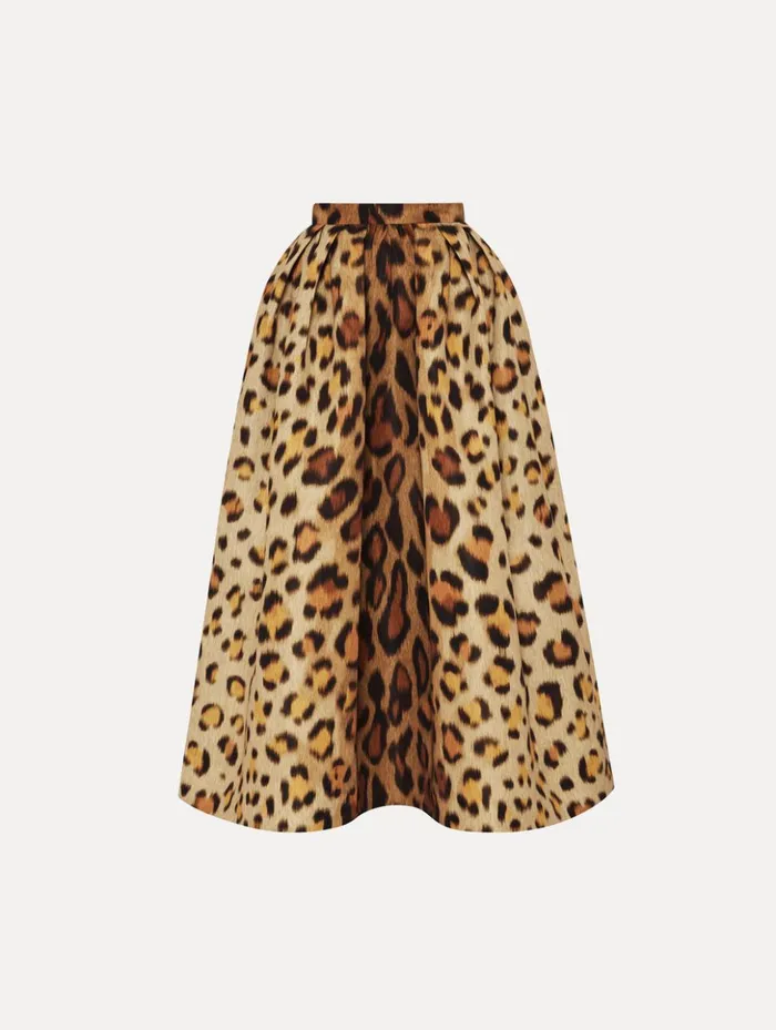 Women Pants and Skirts Oscar De La Renta Jaguar Faille Skirt Beige Multi