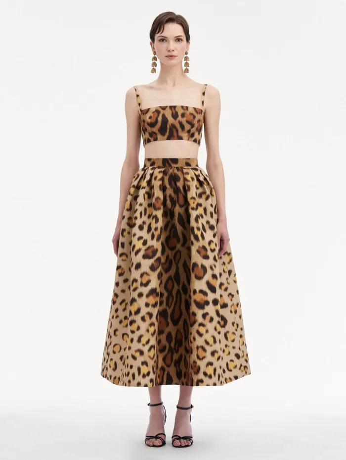 Women Pants and Skirts Oscar De La Renta Jaguar Faille Skirt Beige Multi Women Pants and Skirts Oscar De La Renta Jaguar Faille Skirt Beige Multi
