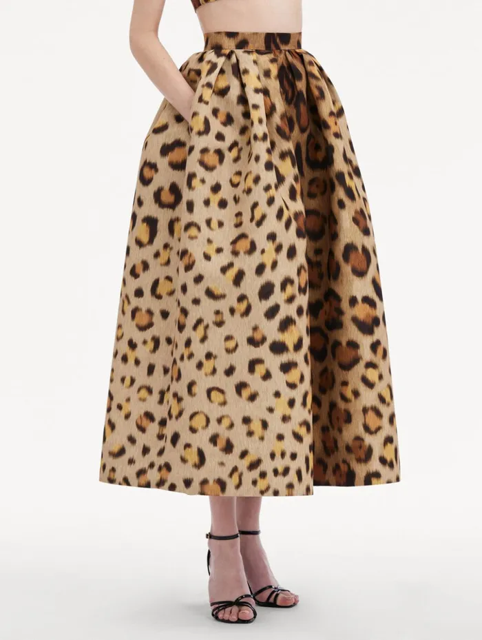 Women Pants and Skirts Oscar De La Renta Jaguar Faille Skirt Beige Multi Women Pants and Skirts Oscar De La Renta Jaguar Faille Skirt Beige Multi