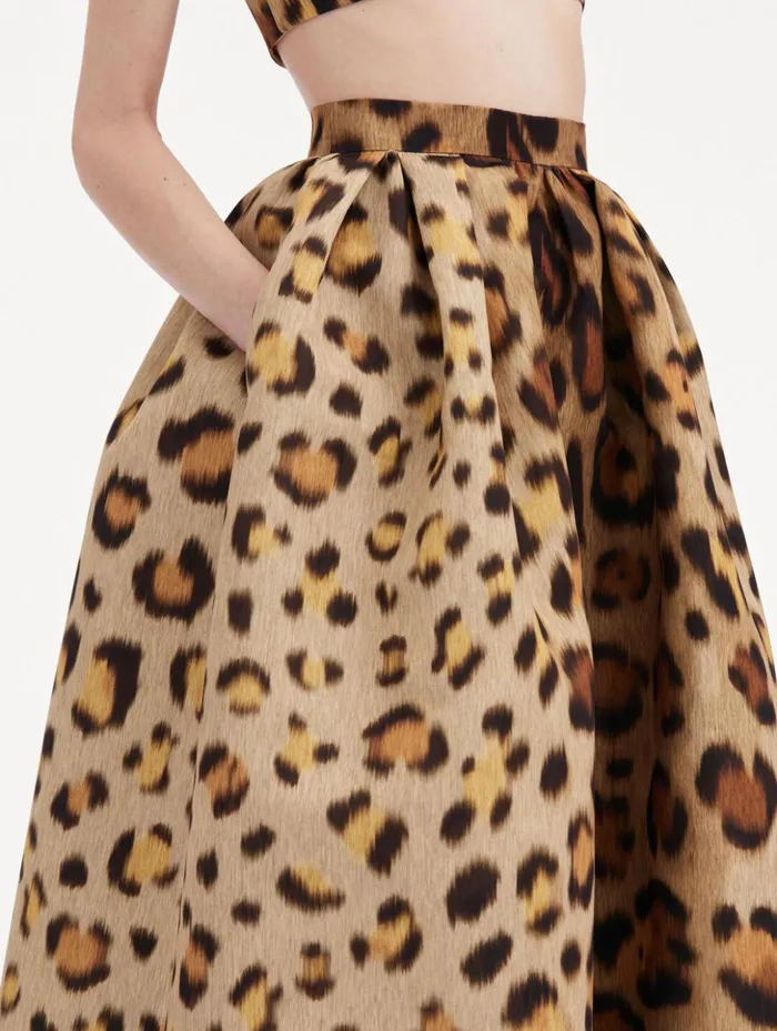 Women Pants and Skirts Oscar De La Renta Jaguar Faille Skirt Beige Multi Women Pants and Skirts Oscar De La Renta Jaguar Faille Skirt Beige Multi