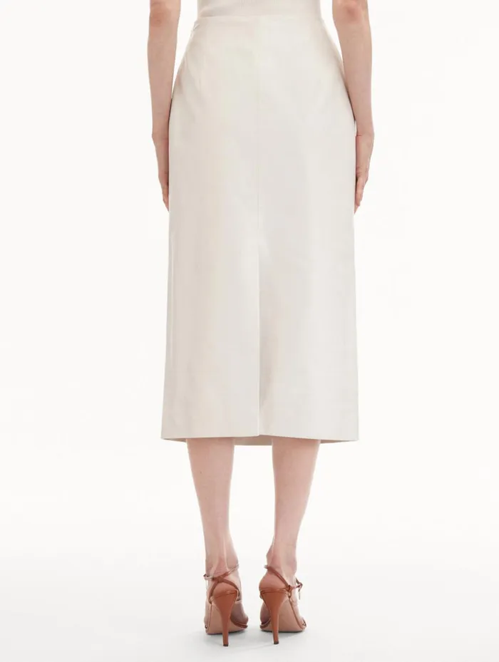 Women Pants and Skirts Oscar De La Renta Laser Cut Floral Leather Pencil Skirt White Women Pants and Skirts Oscar De La Renta Laser Cut Floral Leather Pencil Skirt White