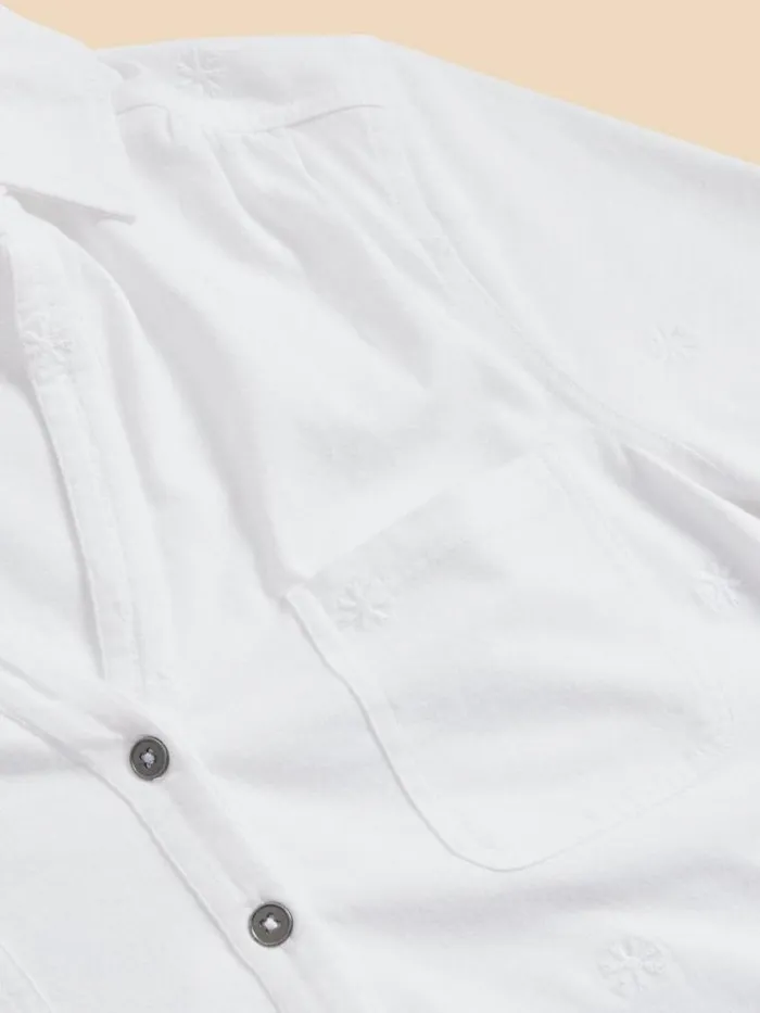 Women PENNY POCKET EMBROIDERED SHIRT Pale Ivory White Stuff Shirts and Blouses