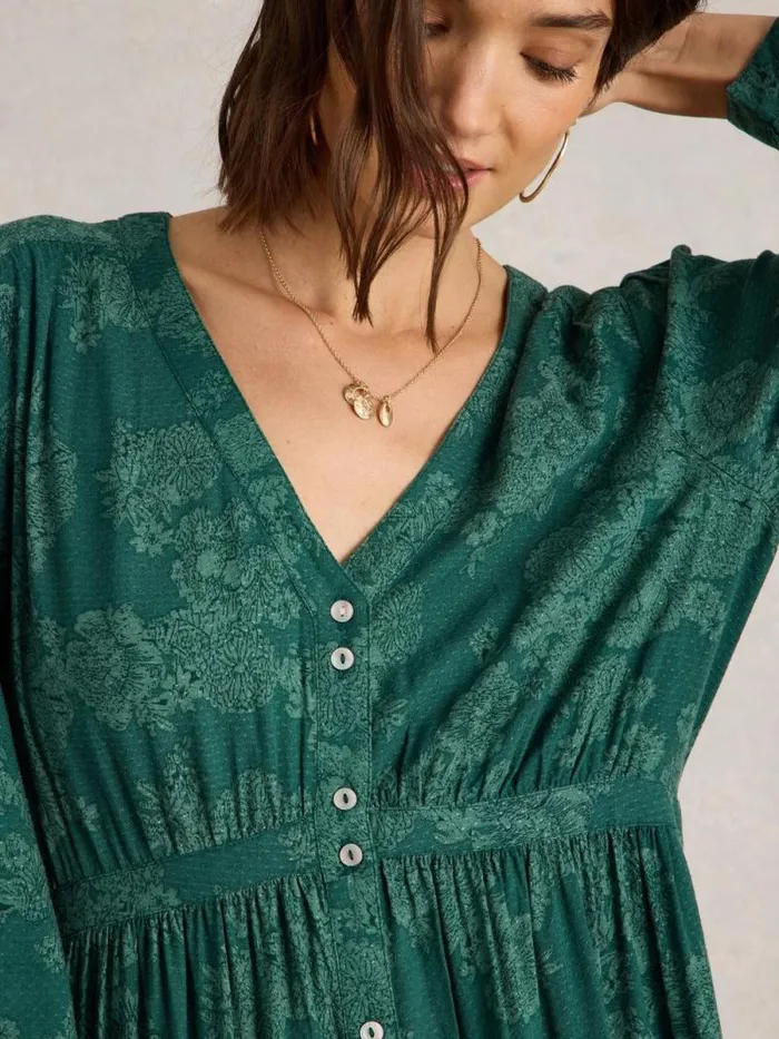 Women Phoebe Midi Dress Teal Print White Stuff Dresses