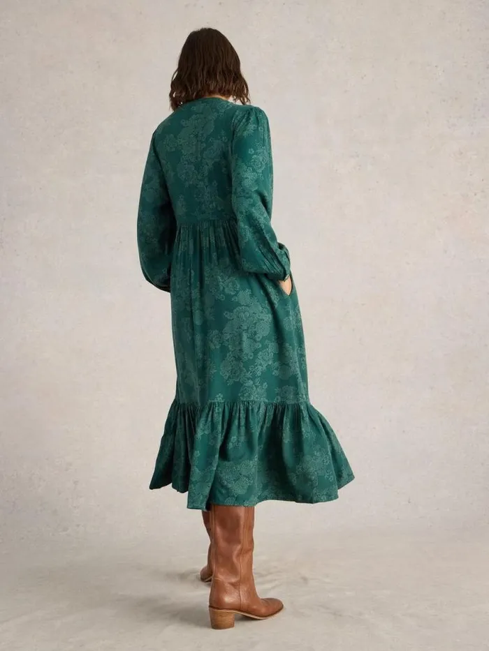 Women Phoebe Midi Dress Teal Print White Stuff Dresses
