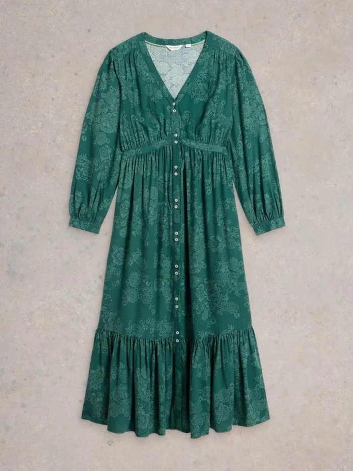 Women Phoebe Midi Dress Teal Print White Stuff Dresses