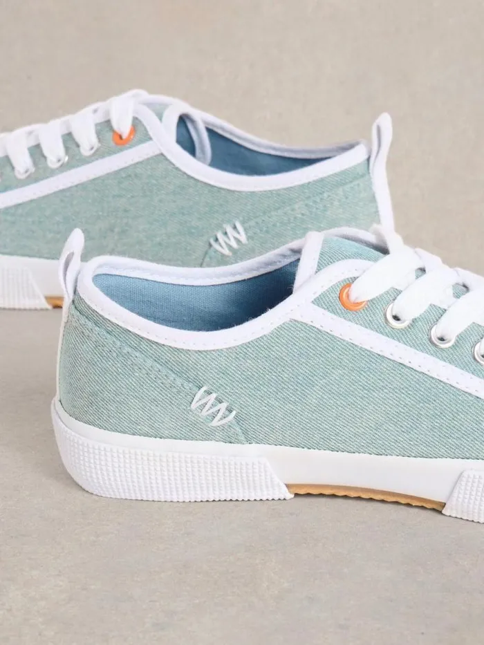 Women Pippa Canvas Lace Up Trainers Chambray Blue White Stuff Trainers