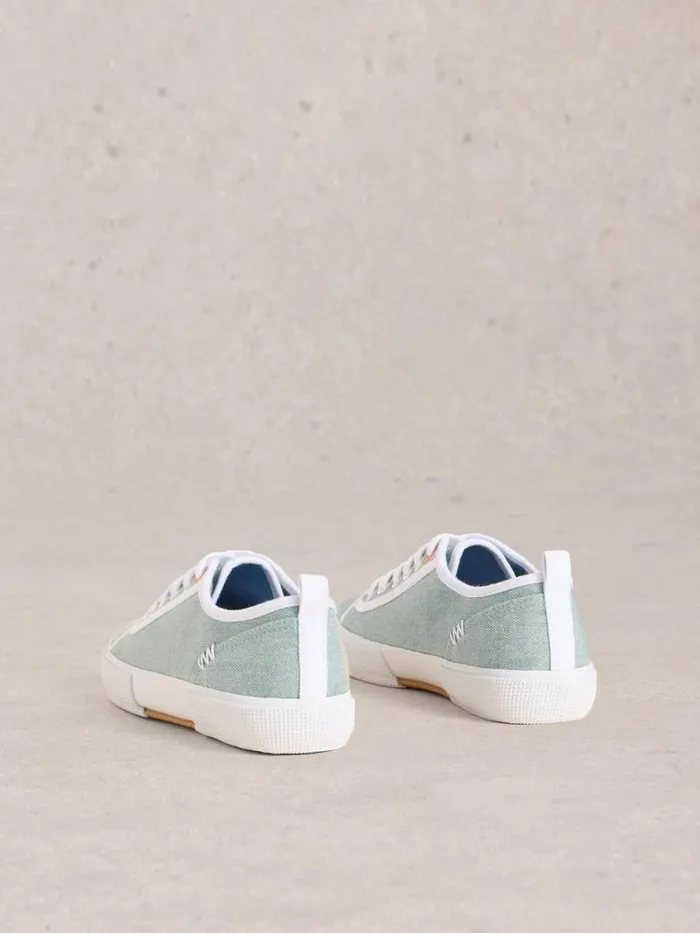 Women Pippa Canvas Lace Up Trainers Chambray Blue White Stuff Trainers