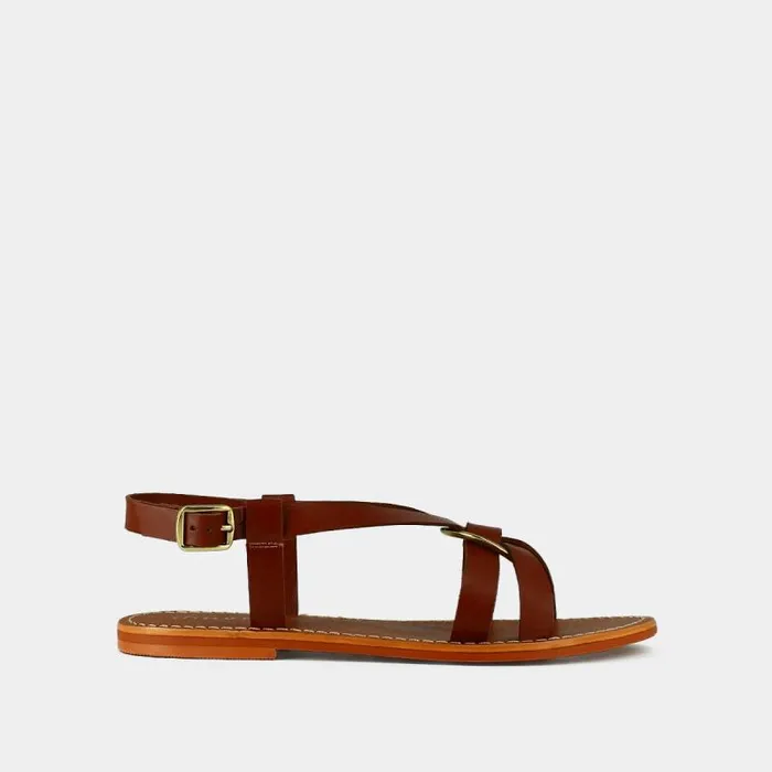 Women Plagettes With Straps And Buckles Cognac JONAK Beach Sandals