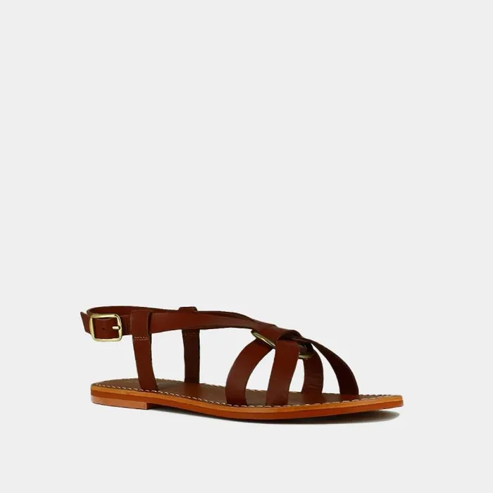Women Plagettes With Straps And Buckles Cognac JONAK Beach Sandals
