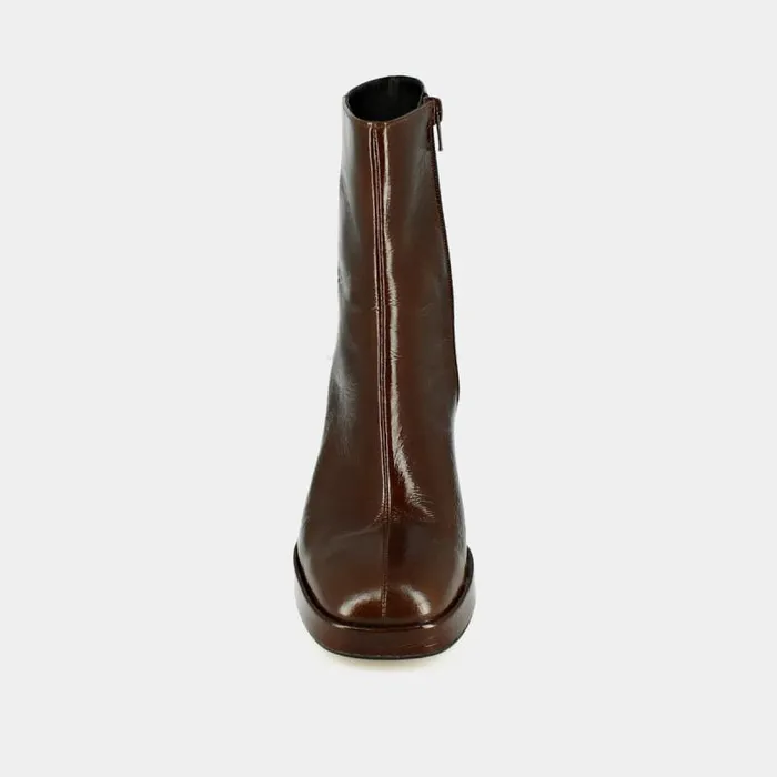 Women Platform Ankle Boots With Square Toes Brown JONAK Ankle Boots Lowboots