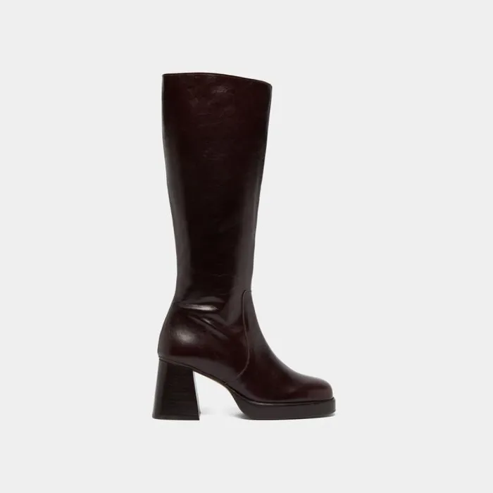 Women Platform Boots Dark Brown JONAK Boots Thighhigh Boots