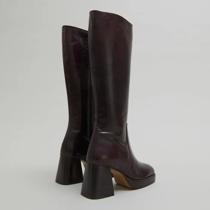 Women Platform Boots Dark Brown JONAK Boots Thighhigh Boots