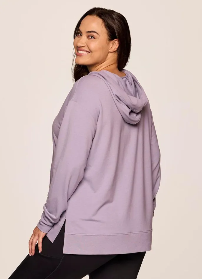Women Plus Long Weekend Hoodie Tunic Light Purple RBX Active Long Sleeve