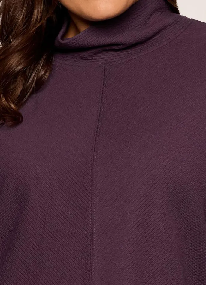 Women Plus Studio Jacquard Mock Neck Pullover Plum RBX Active Long Sleeve