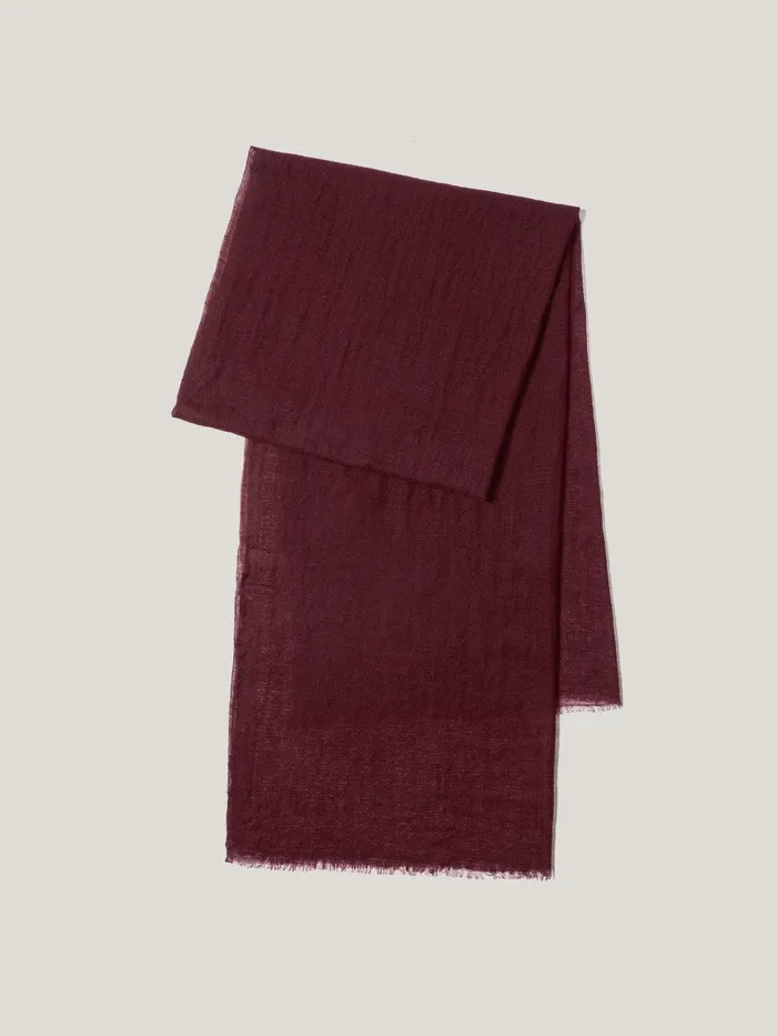Women Pure Cashmere Gauze Scarf Burgundy Jigsaw Knitwear and Cashmere