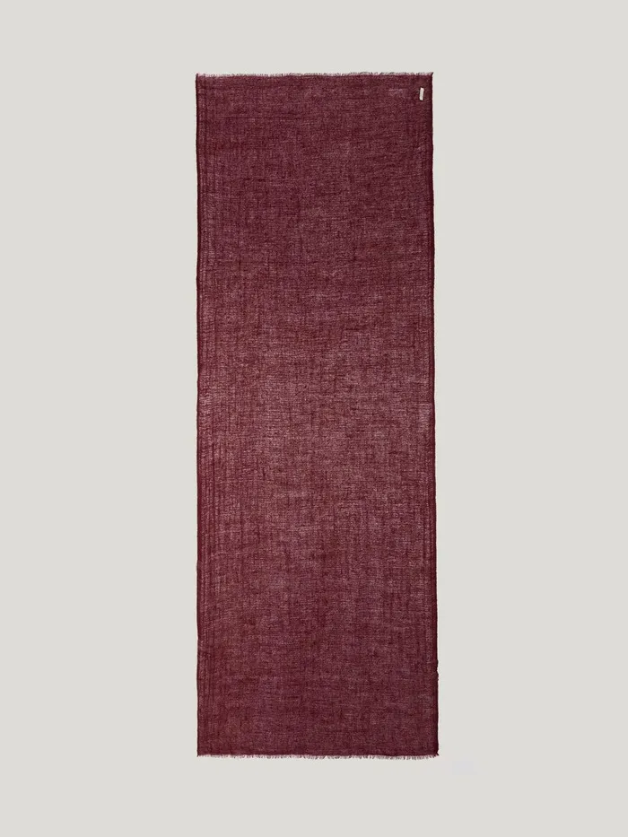 Women Pure Cashmere Gauze Scarf Burgundy Jigsaw Knitwear and Cashmere