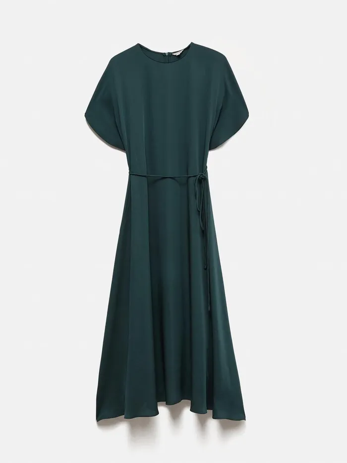 Women Pure Silk Drape Sleeve Dress Blue Jigsaw Dresses and Jumpsuits