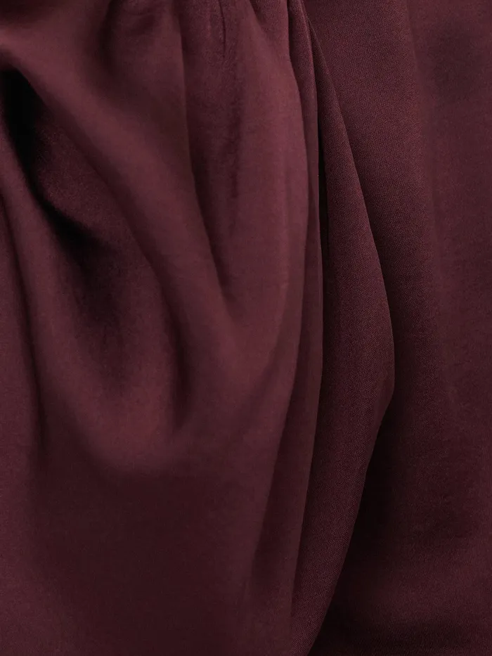 Women Recycled Satin Ruffle Top Burgundy Jigsaw Shirts and Tops