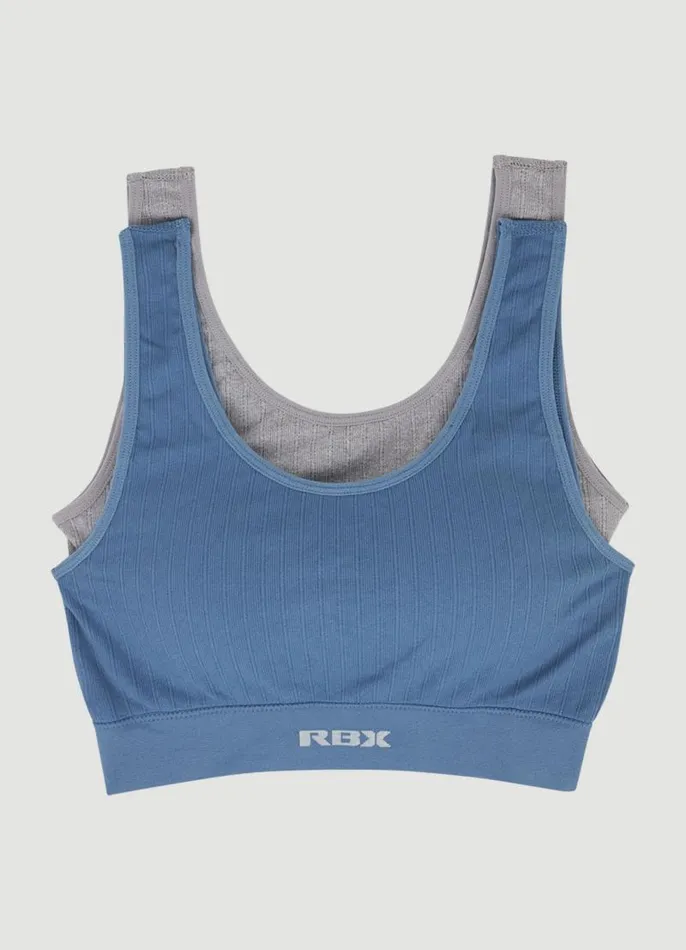 Women Rib Knit Bralette 2Pack Bluegrey RBX Active Intimates