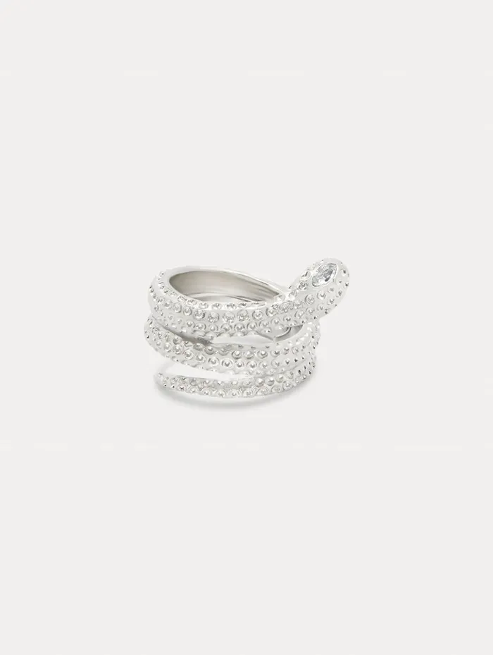 Women Rings Oscar De La Renta Crystal Snake Ring Silver